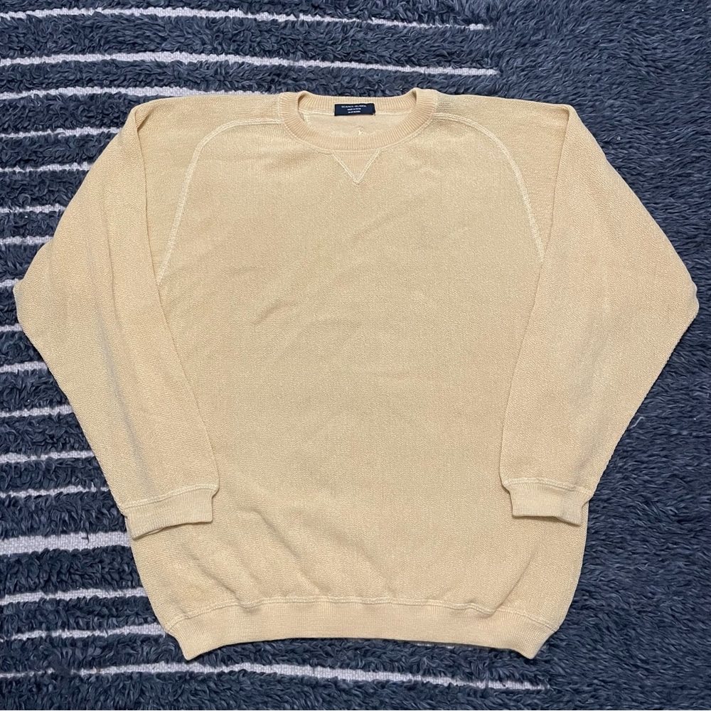 Johnnie Walker Alpaca Tencel Sweater Men’s XL Gray Preppy Knit Yellow Golf